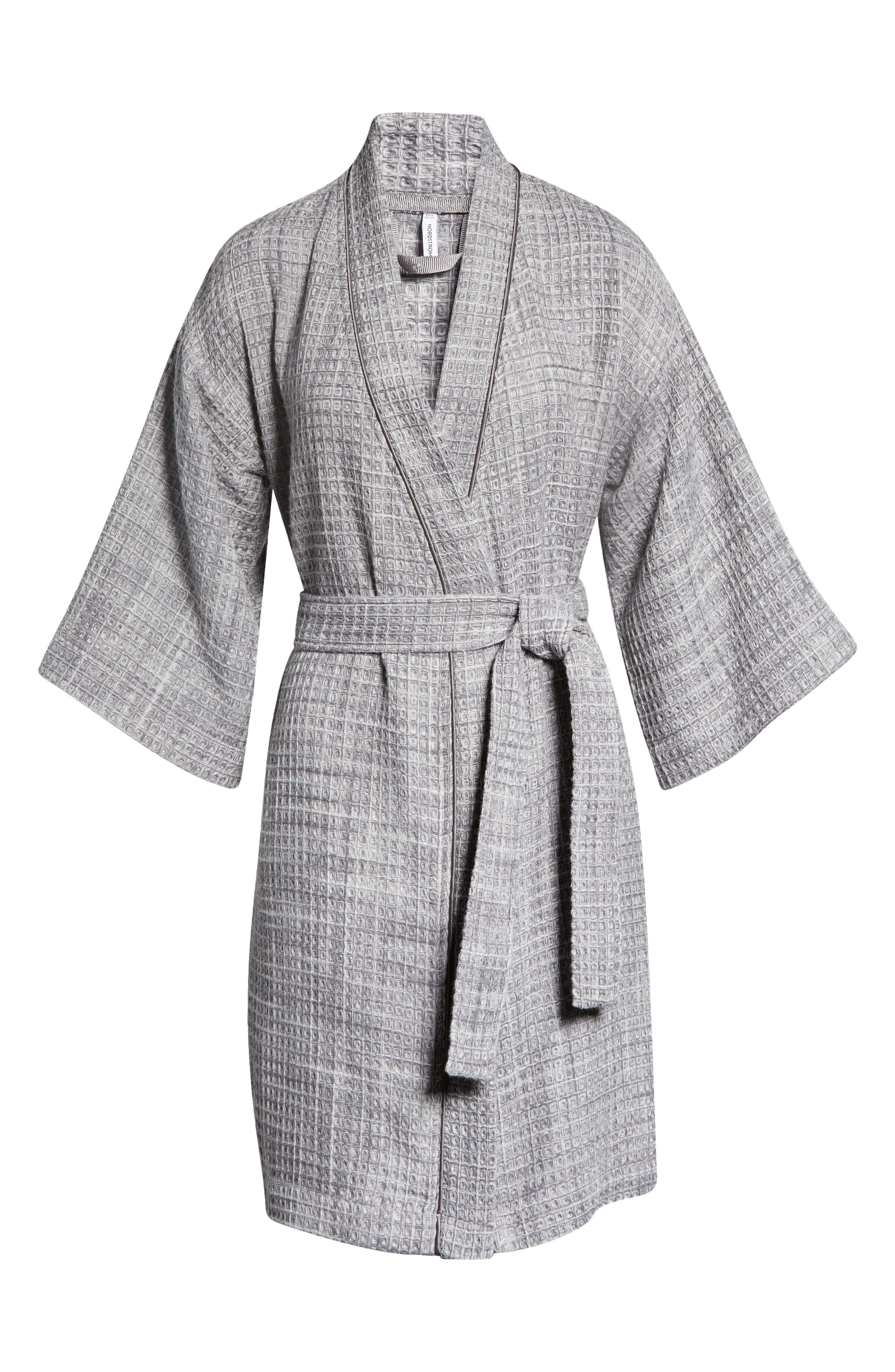 ladies grey waffle dressing gown Loungeable Cotton Waffle Dressing Gown, Charcoal