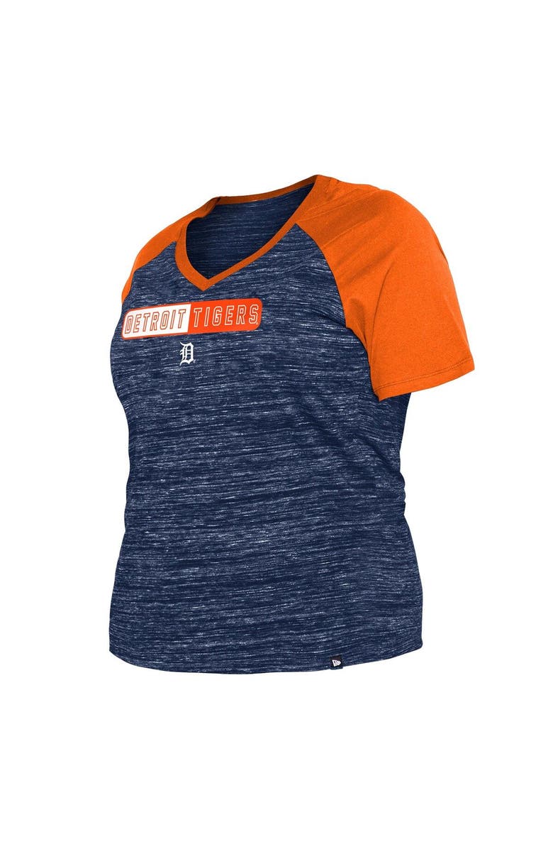 New Era Women's New Era Navy Detroit Tigers Plus Size Space Dye Raglan V-Neck T-Shirt, Alternate, color,