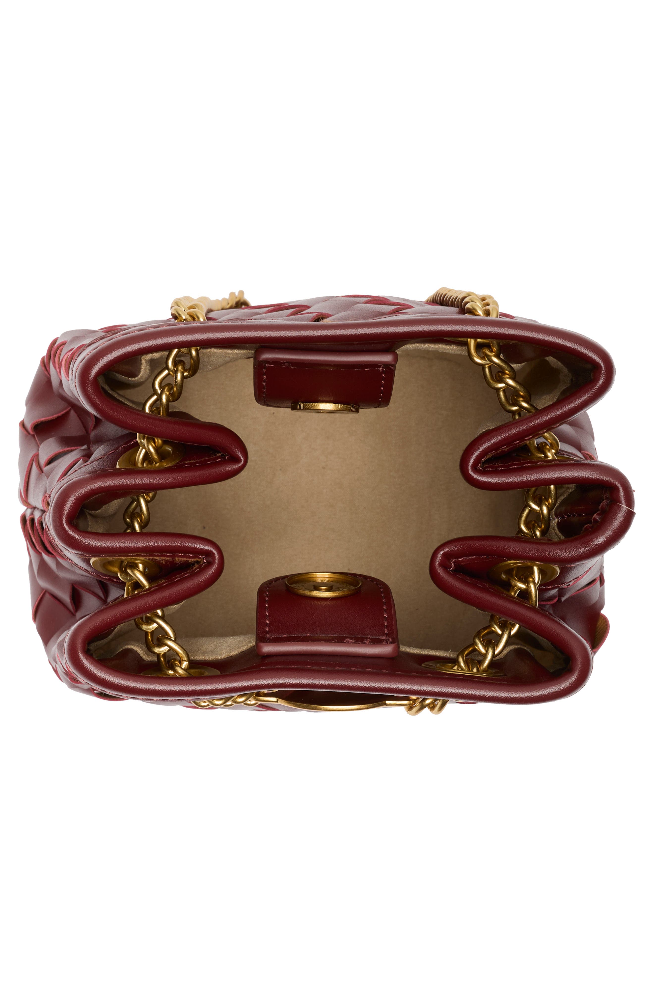 Yara Woven Faux Leather Bucket Bag, Alternate, color, BURGUNDY