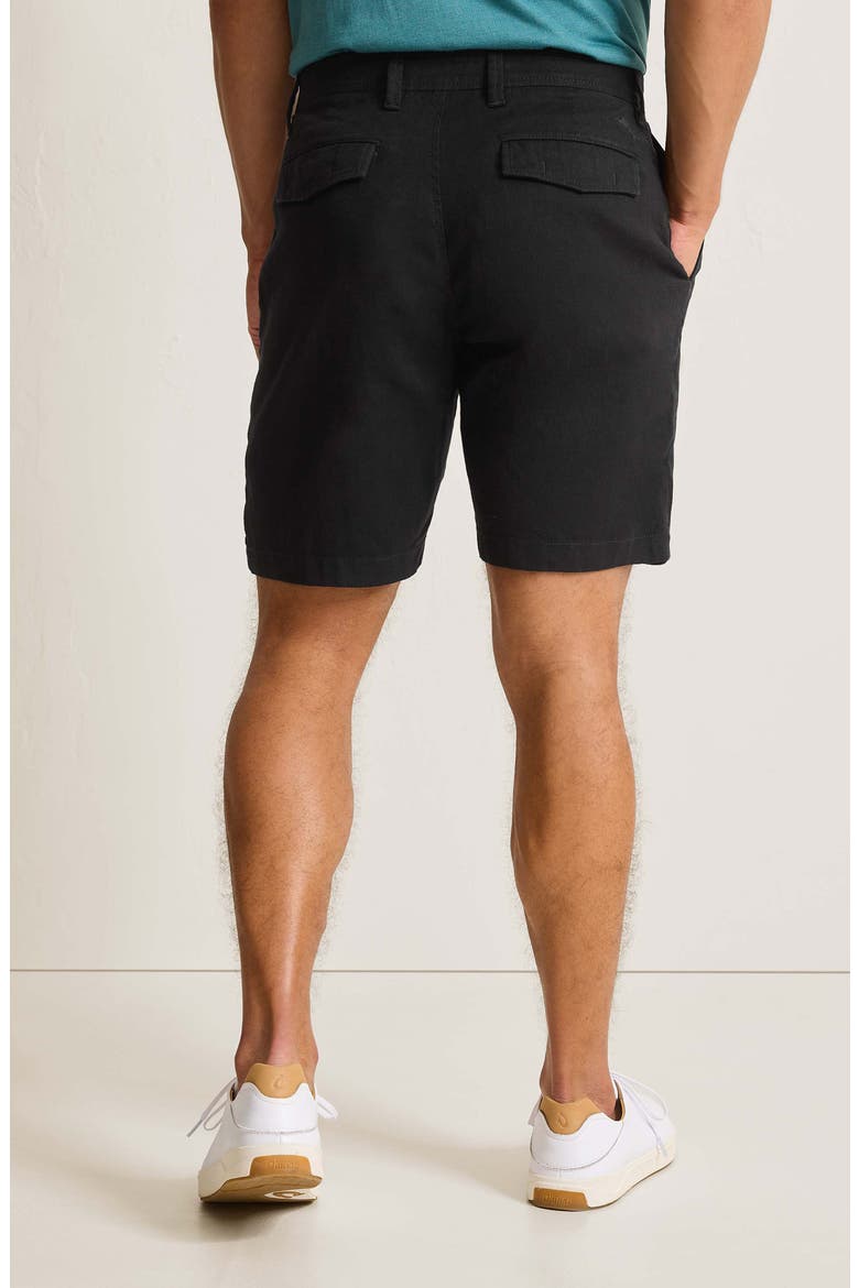 Beach Coast Stretch Linen & Cotton Cargo Shorts, Alternate, color, BLACK