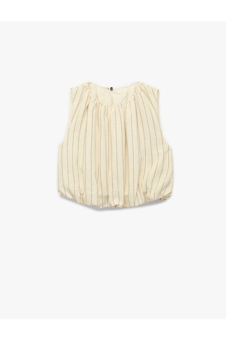 Linen Blend Sleeveless Crew Neck Striped Top, Alternate, color, BEIGE STRIPE