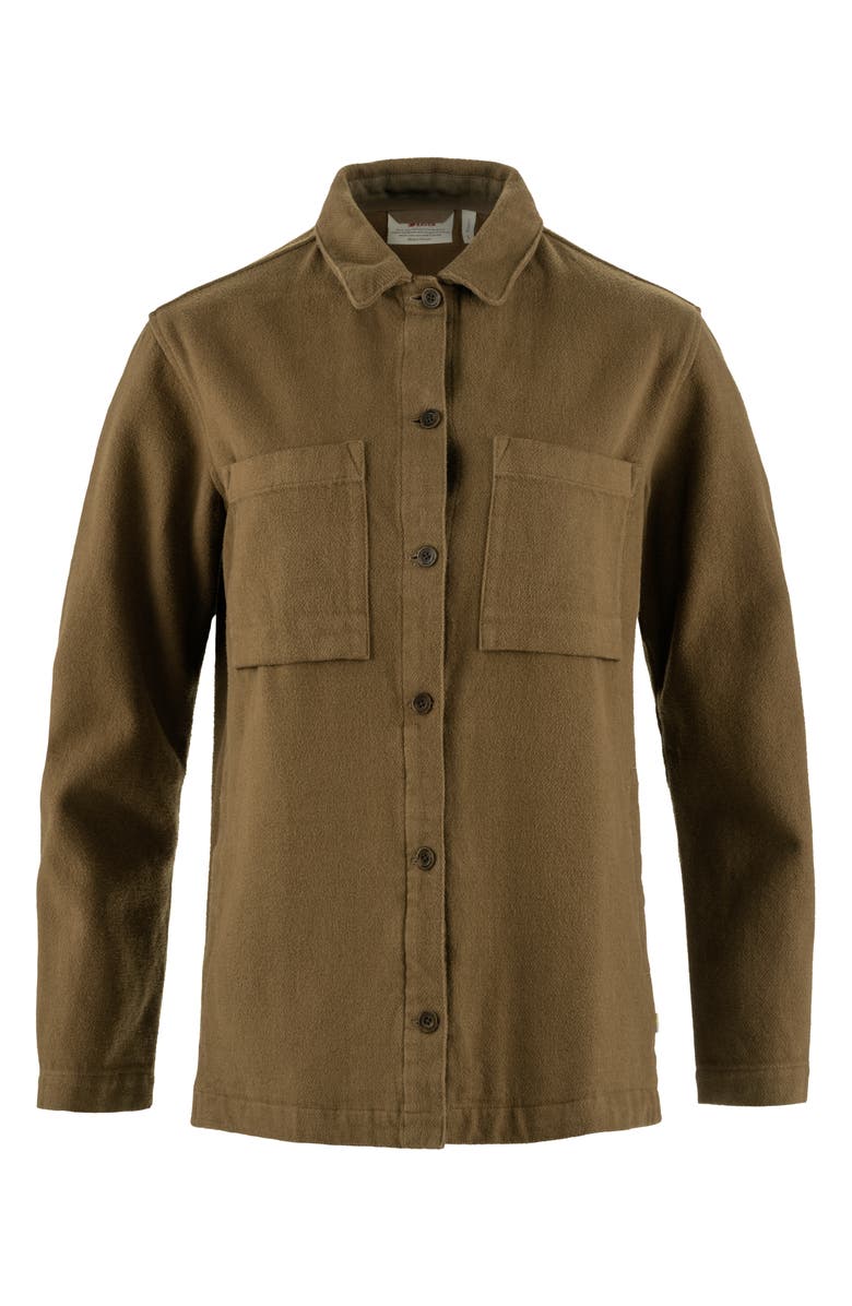 Fjällräven Singi Organic Cotton Flannel Overshirt, Main, color, Wood Brown