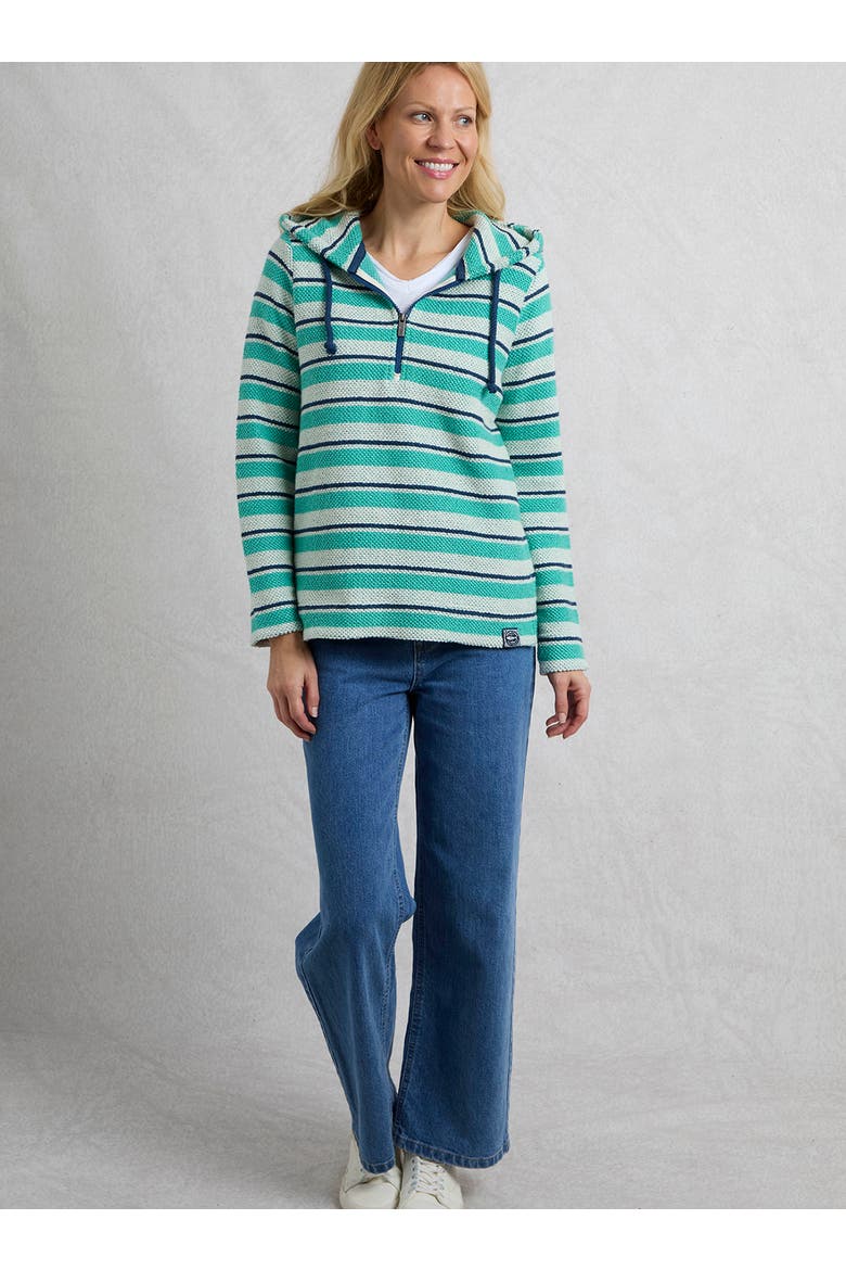 Ally 1/4 Zip Stripe Hoodie, Alternate, color, Aqua Marine