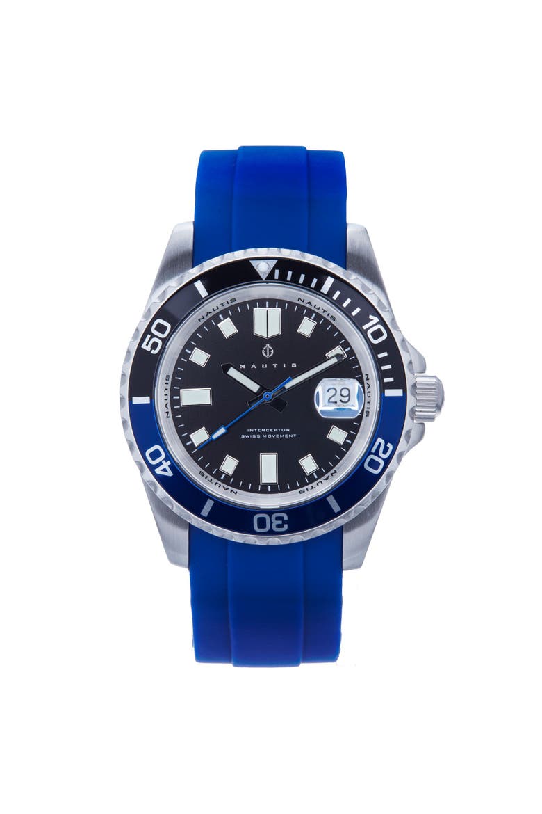 Interceptor Box Set with Interchangable Bands and Date Display, Main, color, Navy