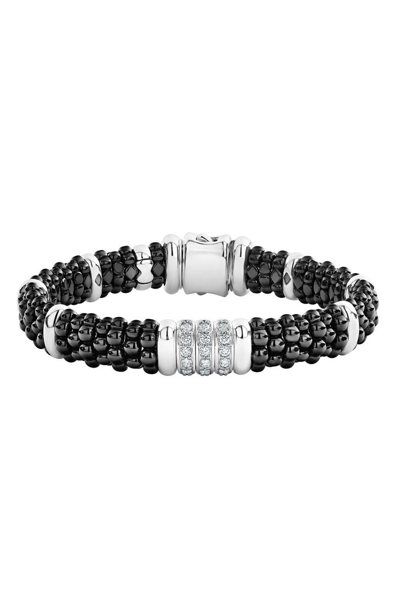 LAGOS Black Caviar Diamond Link Bracelet, Main, color, Black
