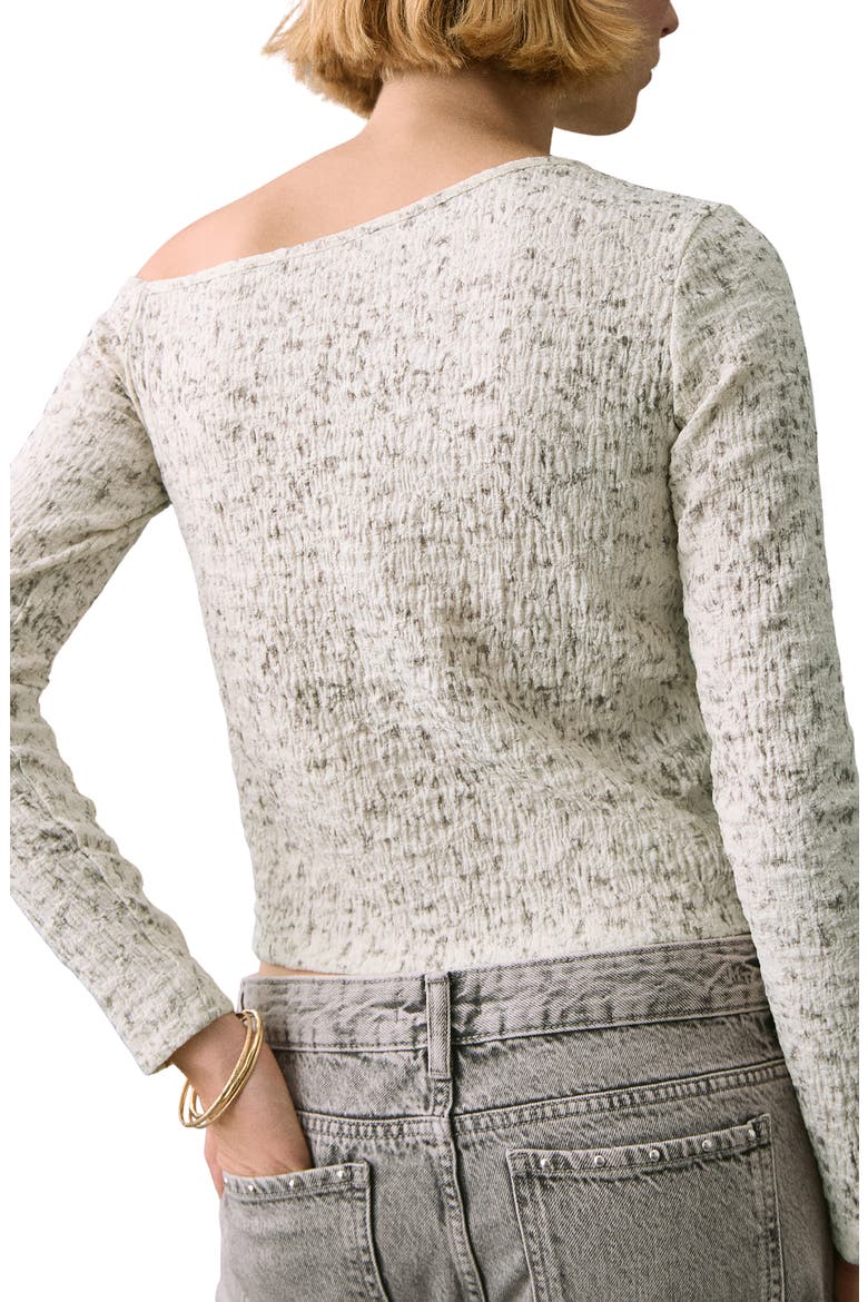 One-Shoulder Ruched Long Sleeve Top, Alternate, color, ECRU