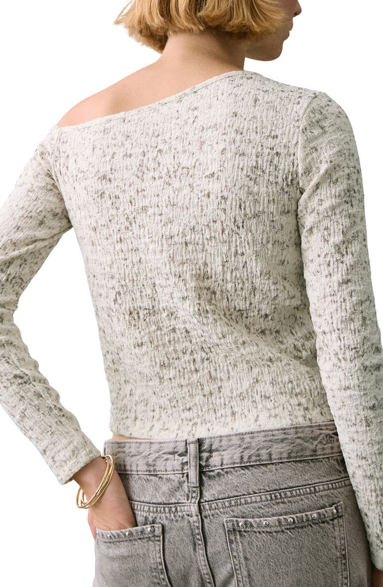 MANGO TEEN One-Shoulder Ruched Long Sleeve Top, Alternate, color, Ecru