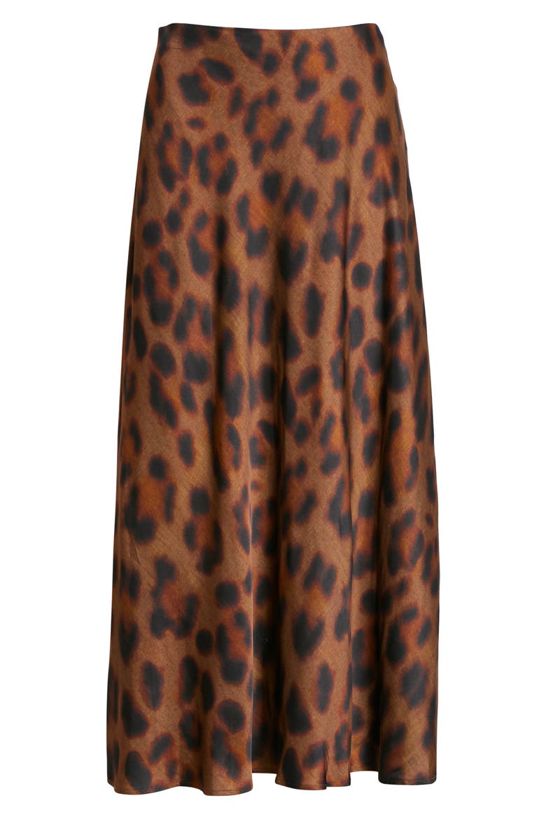 Clarisa Leopard Print Satin Maxi Skirt, Alternate, color, SPICE/ BLACK SPOTTED PANTHER