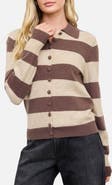 Blu Pepper Striped Collared Cardigan