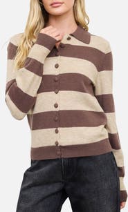 Blu Pepper Striped Collared Cardigan