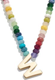 BaubleBar Rainbow Beaded Initial Pendant Necklace