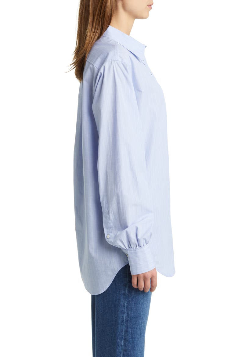 Pinstripe Oversize Cotton Button-Up Shirt, Alternate, color, CHAMBRAY BLUE