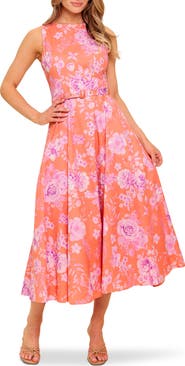 FLYING TOMATO Bateau Neck Fit & Flare Midi Dress