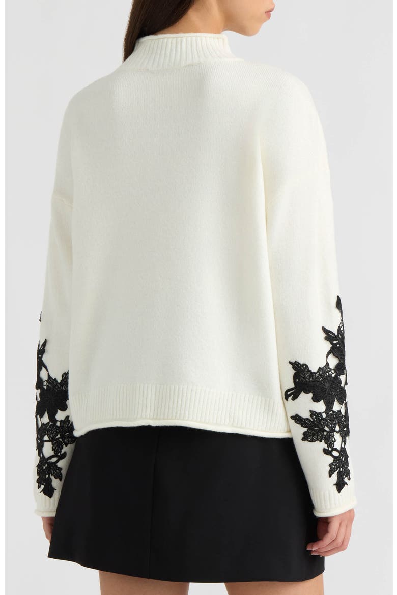Mock Neck Lace Appliqu Sweater, Alternate, color, MARSHMALLOW