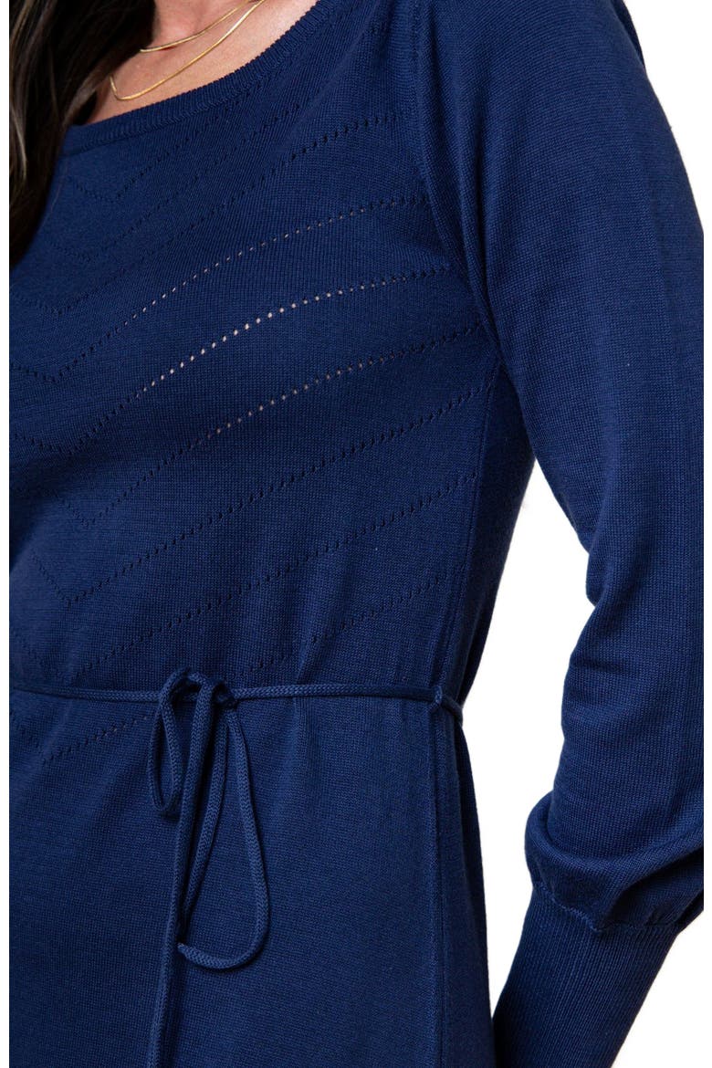 Women's Organic Pointelle Sweater Dress, Alternate, color, Navy Pointelle