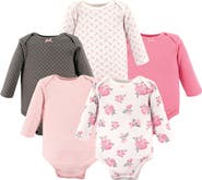Hudson Baby Everyday Long-Sleeve Cotton Bodysuits Bundle of 5