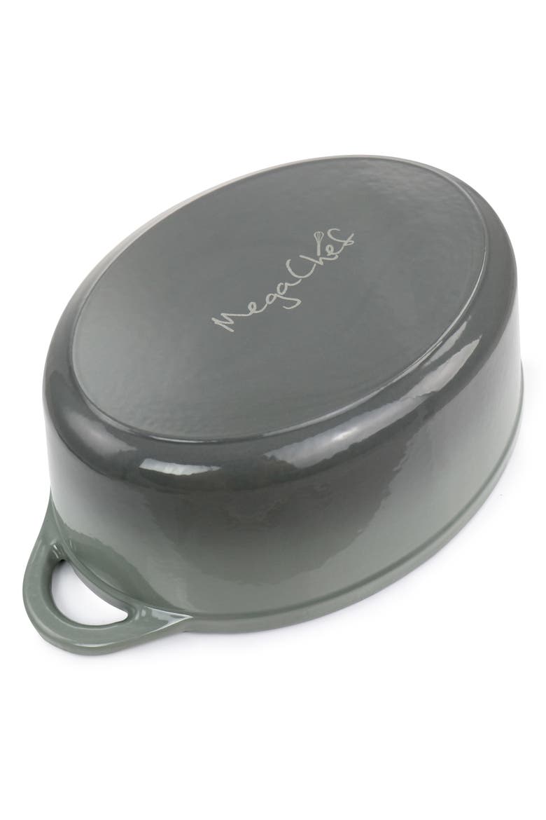 7 Quarts Oval Enameled Cast Iron Casserole, Alternate, color, Gray