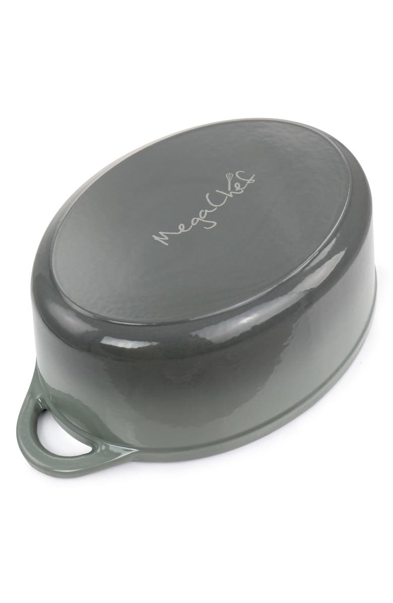 Megachef 7 Quarts Oval Enameled Cast Iron Casserole, Alternate, color, Gray