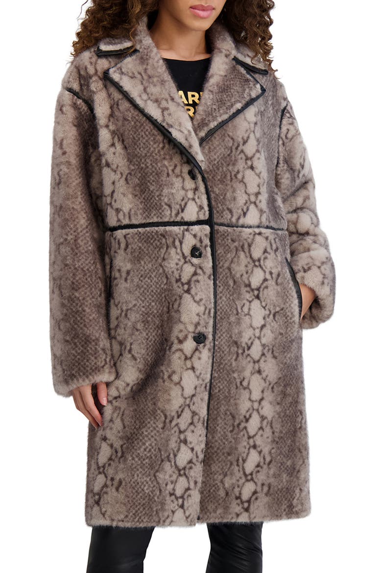 Faux Fur Jacket, Main, color, MED GREY