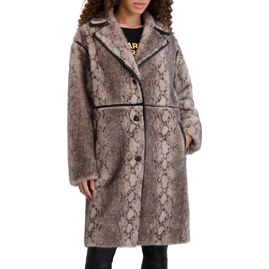 Karl Lagerfeld Paris Faux Fur Jacket In Brown
