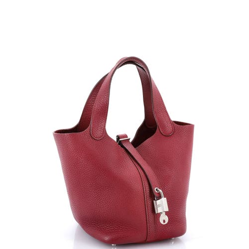Pre-owned Hermes Hermes Picotin Lock Bag Clemence Pm In Red
