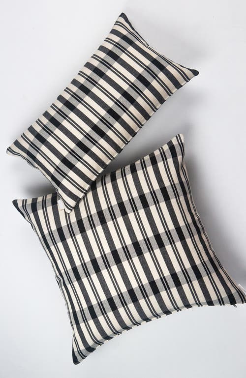 ARCHIVE NEW YORK ARCHIVE NEW YORK CECILIA BLACK AND IVORY PLAID RECTANGLE HANDWOVEN COTTON THROW PILLOW 