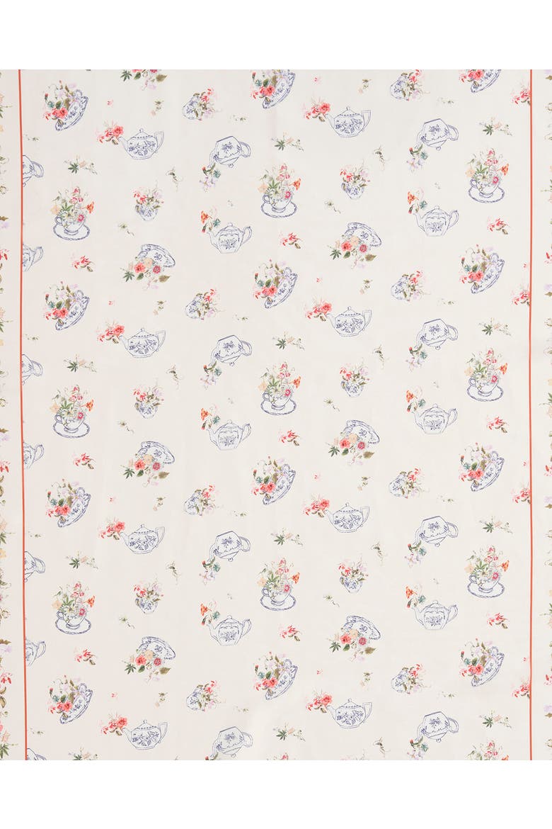 Cream High Tea Silky Scarf, Alternate, color, Cream & Rust
