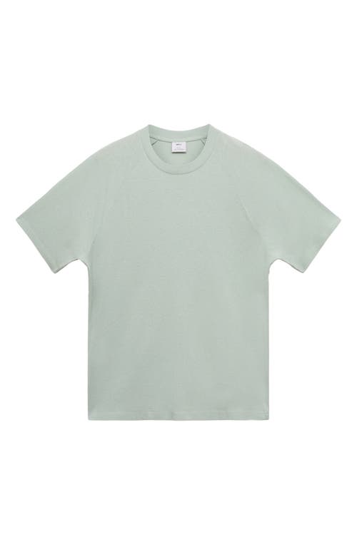 Mango Relaxed Fit Cotton & Linen Raglan T-shirt In Green