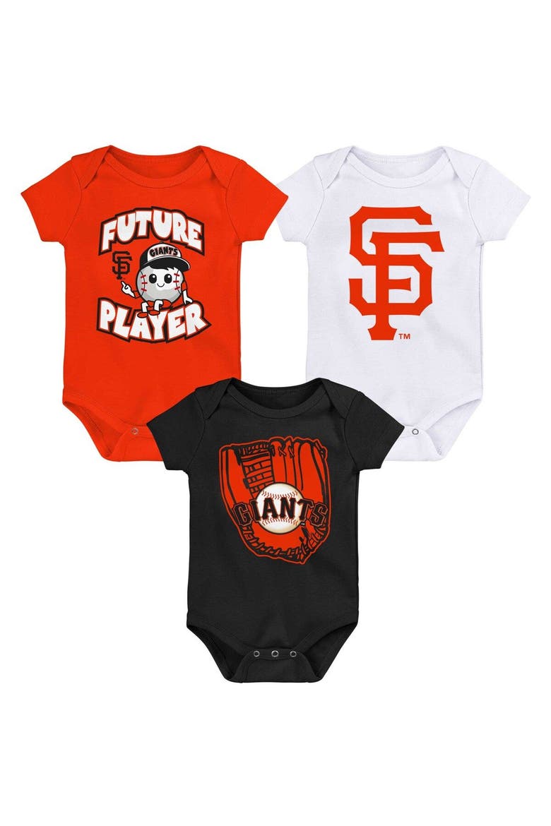 Infant Orange/Black/White San Francisco Giants Minor League Player Three-Pack Bodysuit Set, Main, color, Orange
