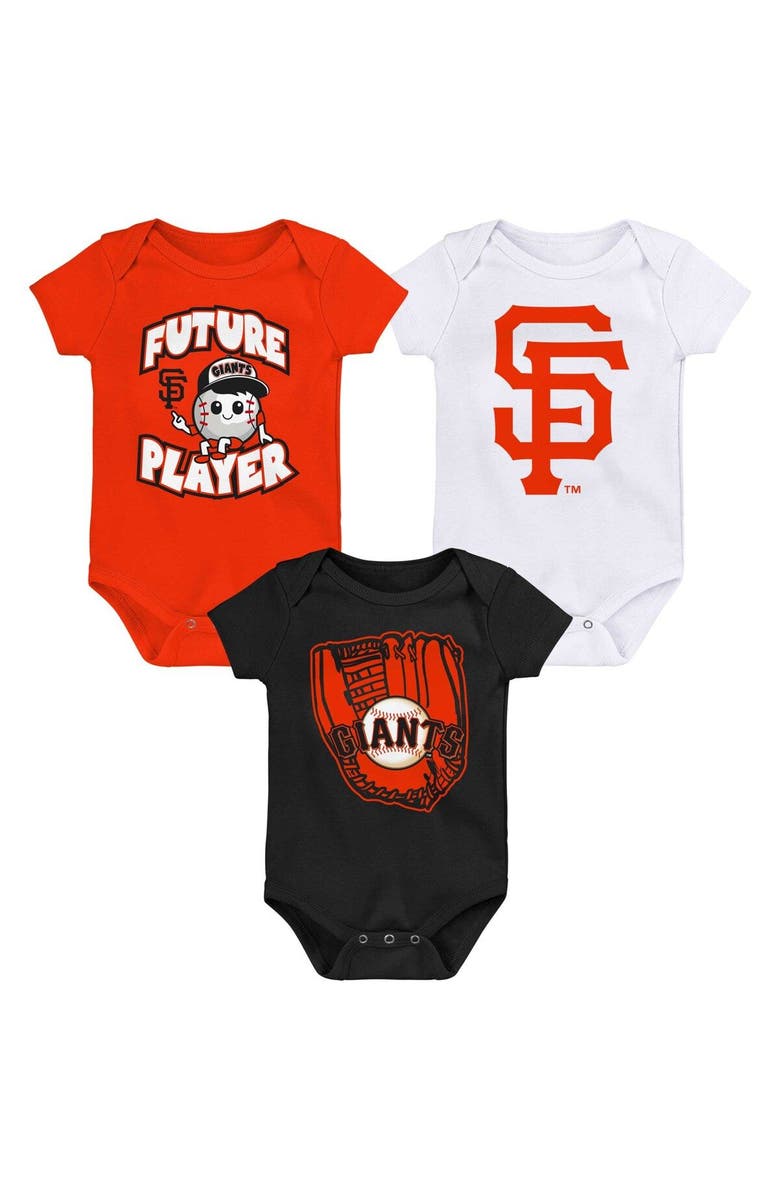 Outerstuff Infant Orange/Black/White San Francisco Giants Minor League Player Three-Pack Bodysuit Set, Main, color, Orange