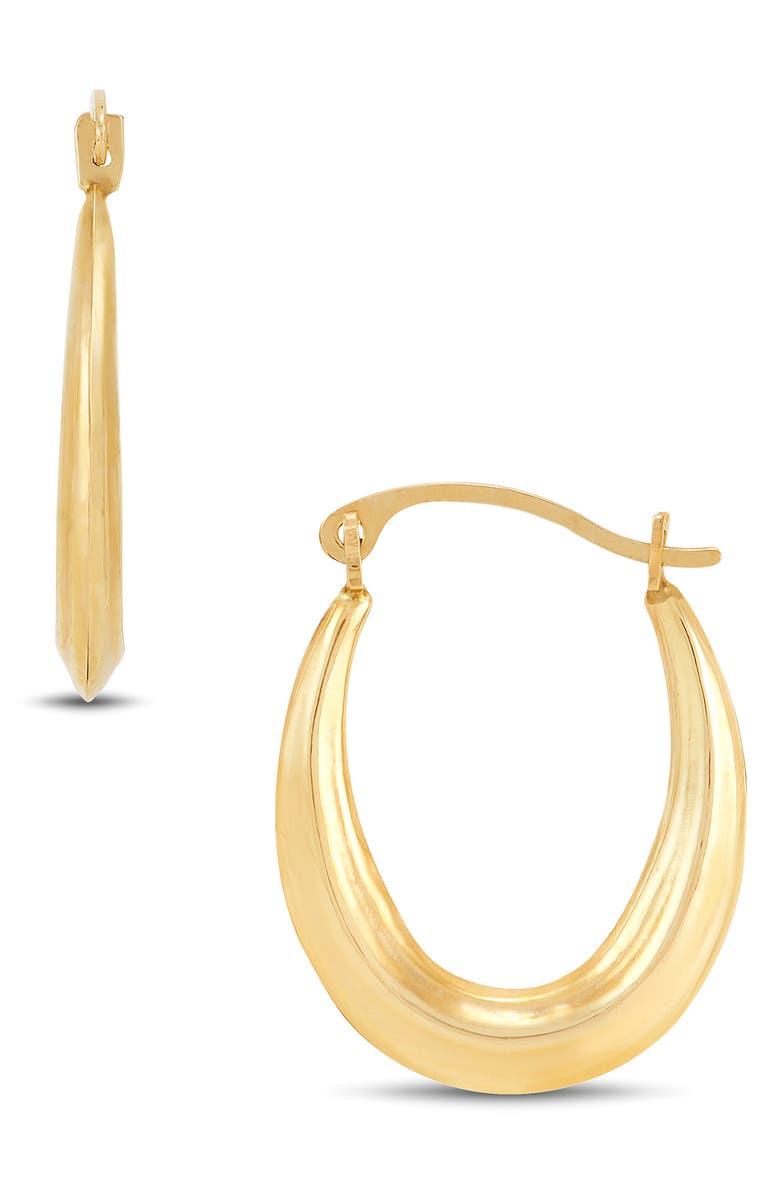 Frankie & Zoe Ribbed Oval Hoop Earrings, Main, color, Yellow Gold