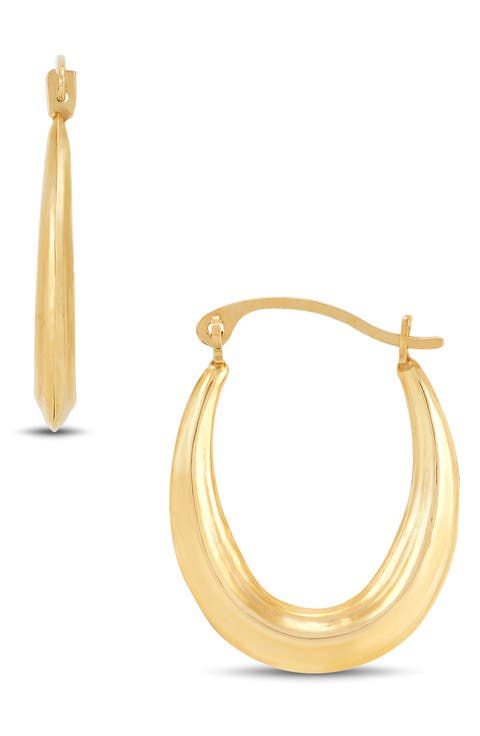 Ribbed Oval Hoop Earrings