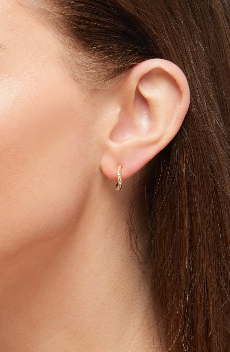 Nadri The Perfect Gift Set of 2 Wavy Hoop Earrings, Alternate, color, Gold