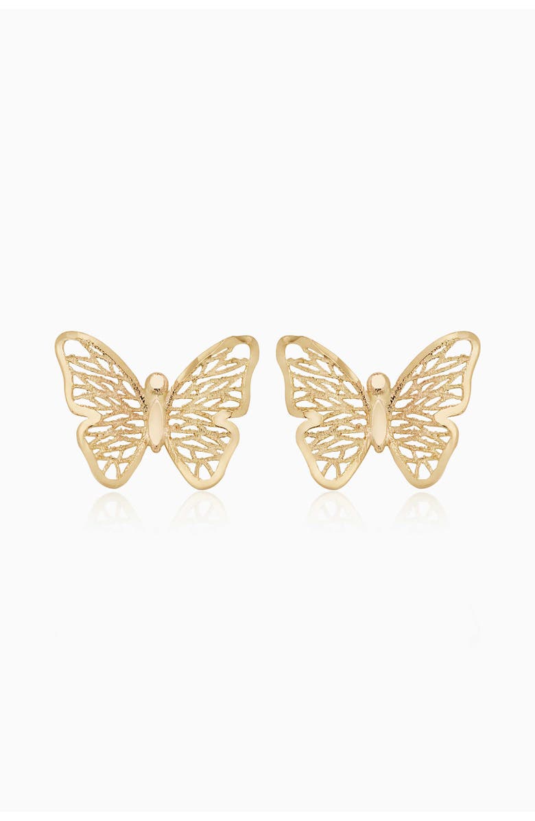 Oradina 14K Yellow Gold Social Butterfly Studs, Main, color, Yellow Gold