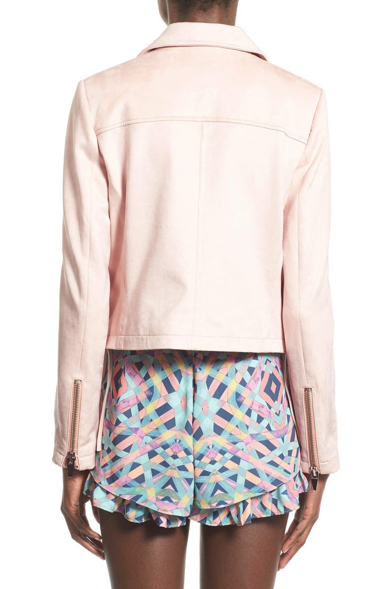 Lovers + Friends 'Charmer' Faux Suede Moto Jacket, Alternate, color, 
