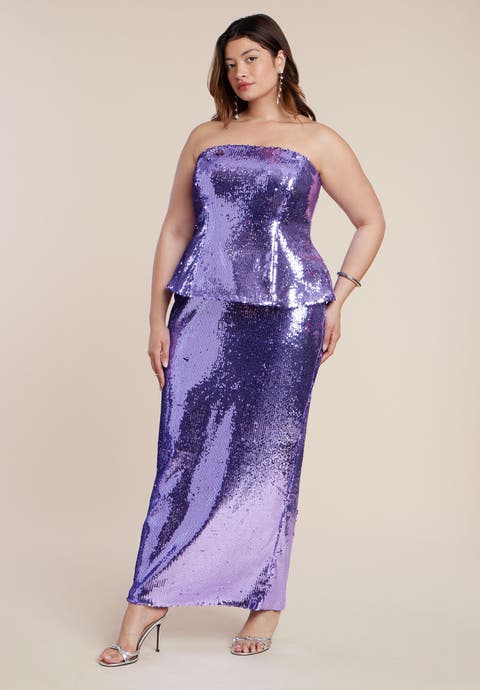 Strapless Bustier Paillette Gown (Plus)