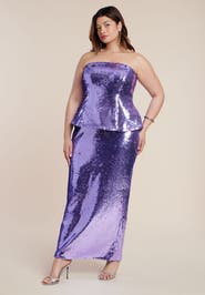 ELOQUII Strapless Bustier Paillette Gown