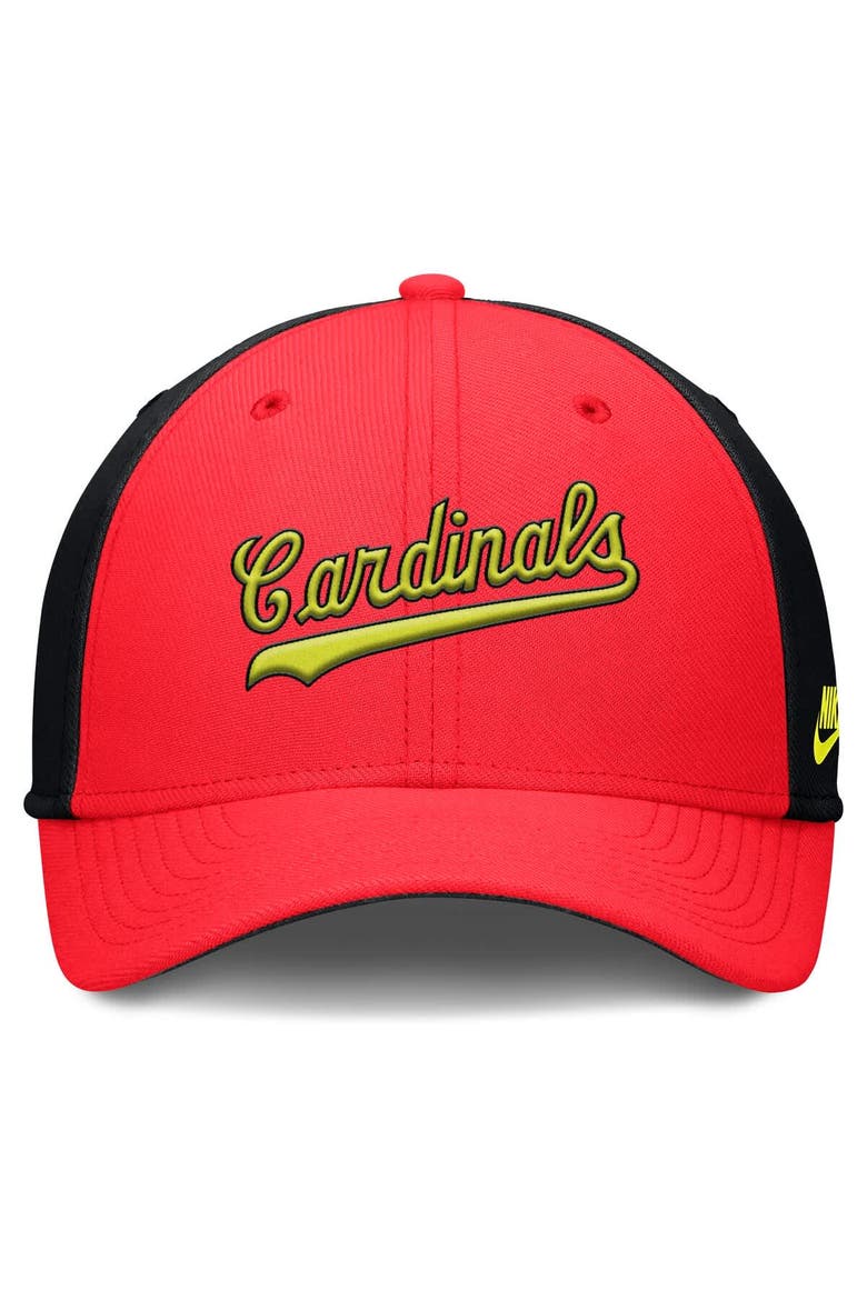 Men's Nike Crimson/Black St. Louis Cardinals Neon 90s Rise SwooshFlex Hat, Alternate, color, Crimson