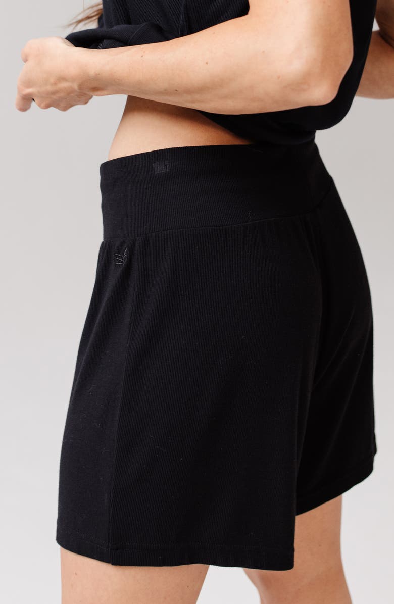 Cozy Earth Rib Sleep Shorts, Alternate, color, Black