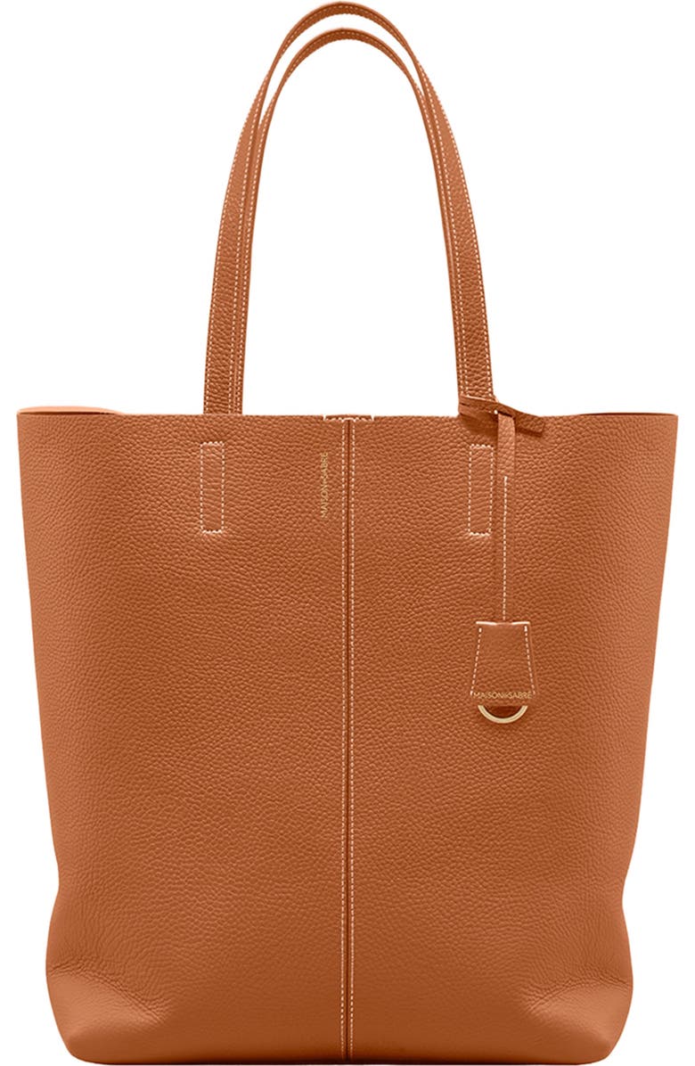 MAISON de SABRÉ Tall Leather Soft Tote, Main, color, Pecan Nude