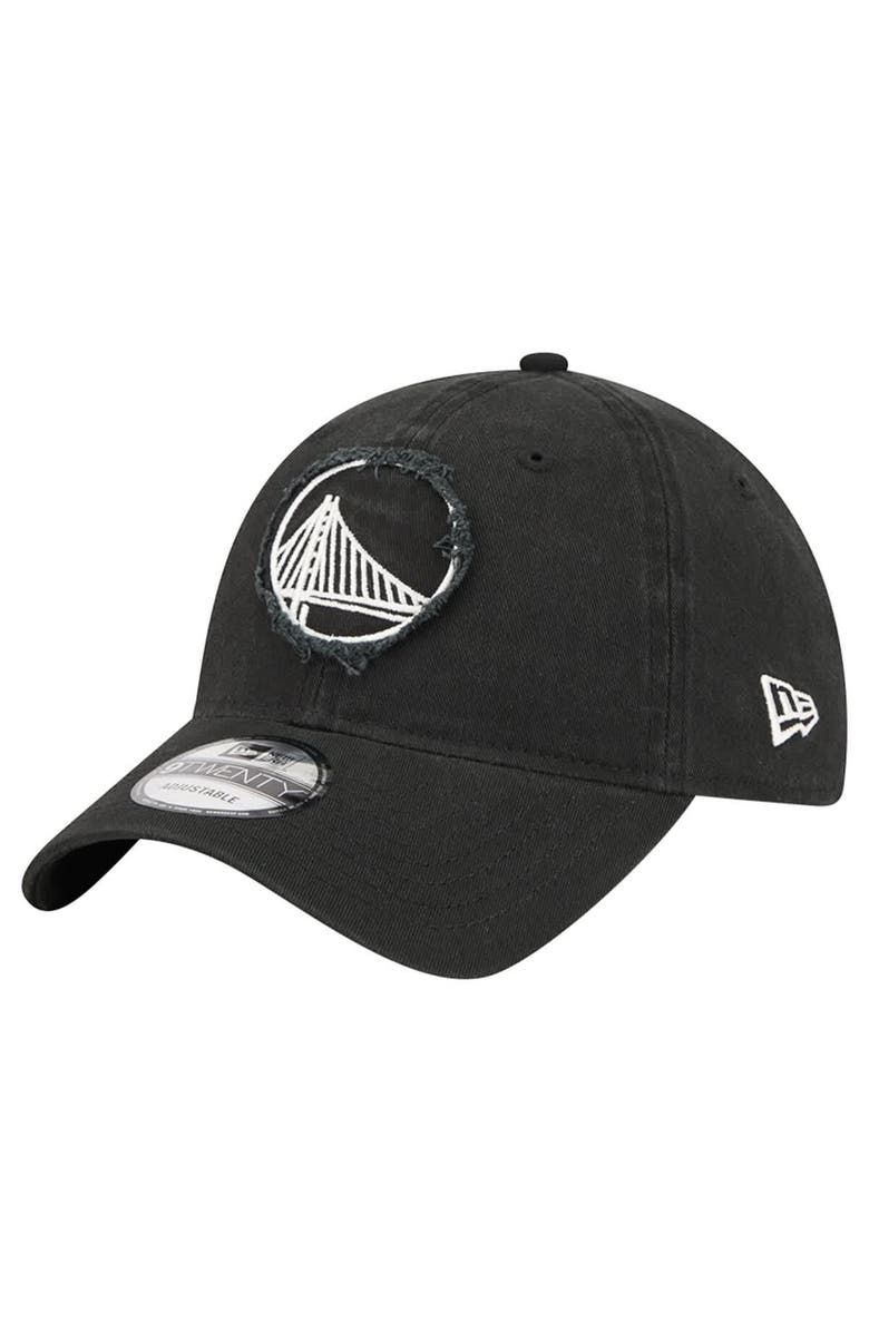 New Era Men's New Era Black Golden State Warriors Stamp Fabric Applique 9TWENTY Adjustable Hat, Main, color, Black