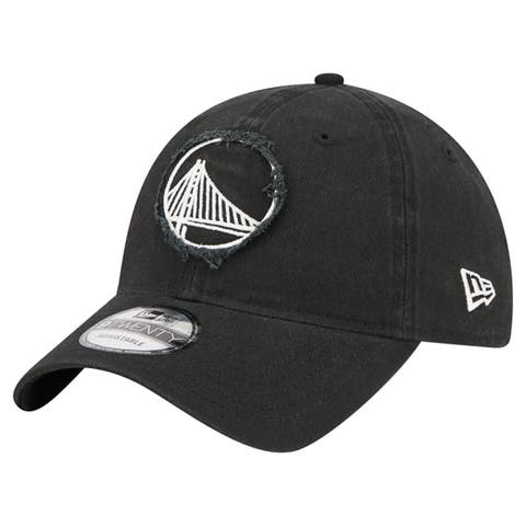 Men's New Era  Black Golden State Warriors Stamp Fabric Applique 9TWENTY Adjustable Hat