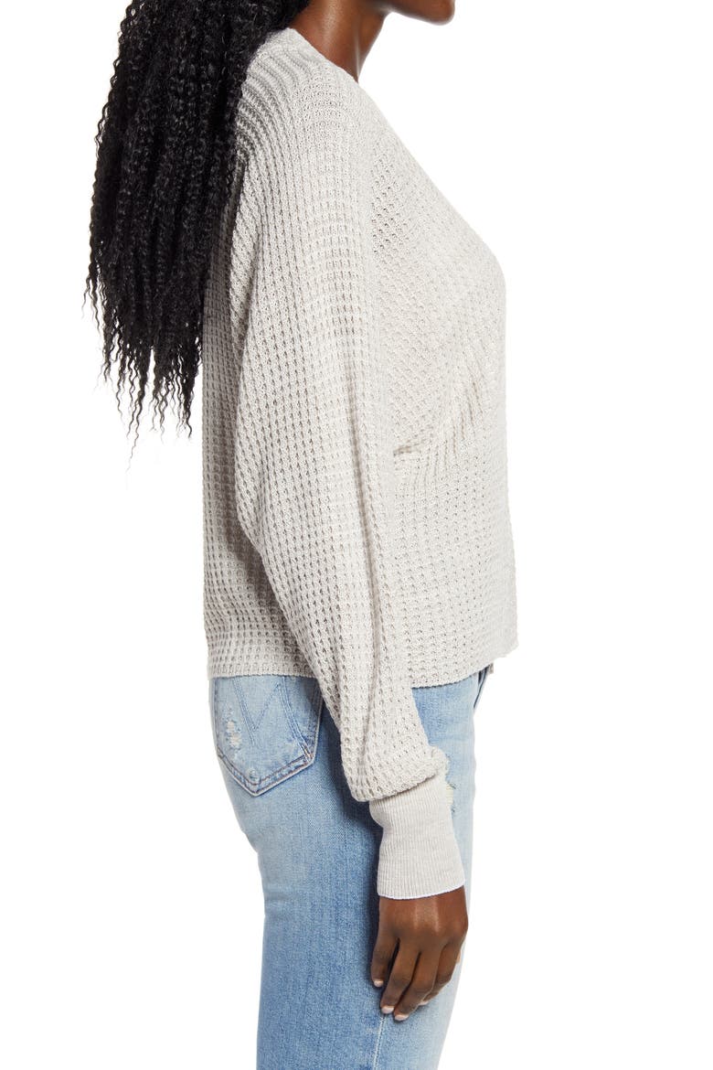 Dolman Waffle Cardigan, Alternate, color, GREY LIGHT HEATHER