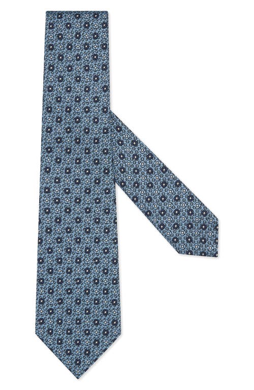 ZEGNA TIES Geometric Pattern Silk Tie in Blue 