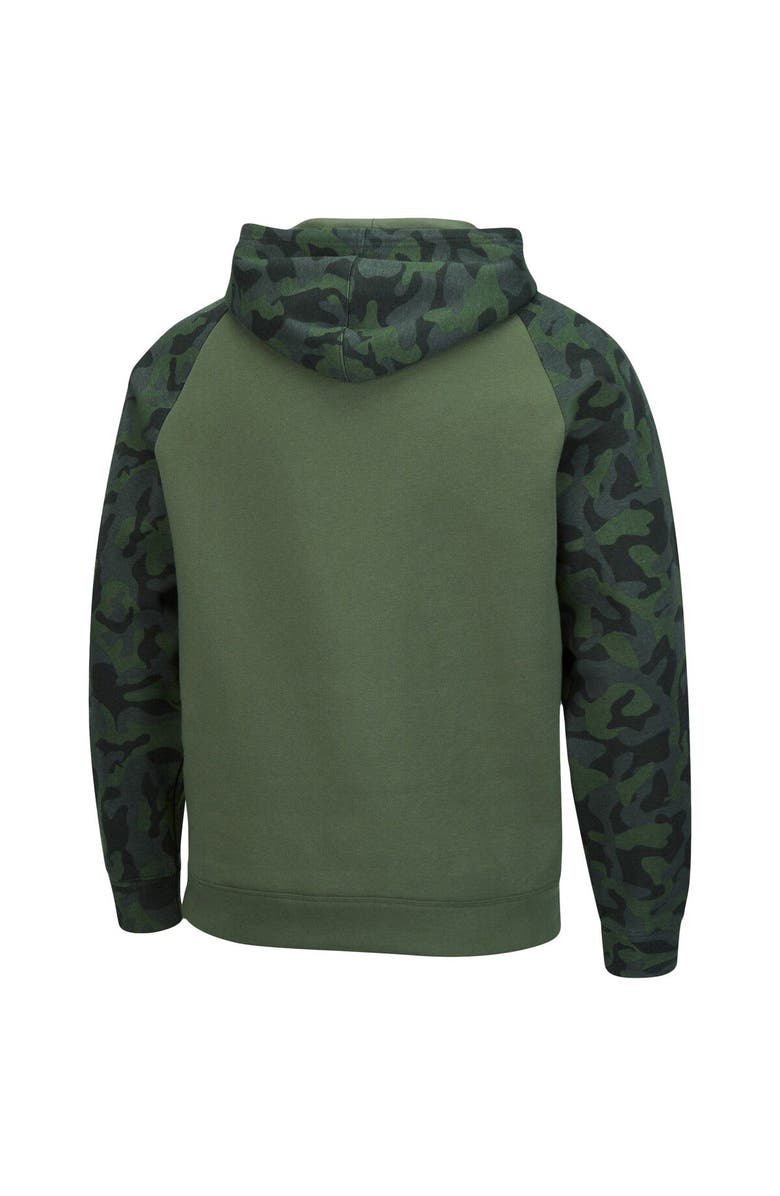 COLOSSEUM Men's Colosseum Olive/Camo Ole Miss Rebels OHT Military Appreciation Raglan Pullover Hoodie, Alternate, color, 