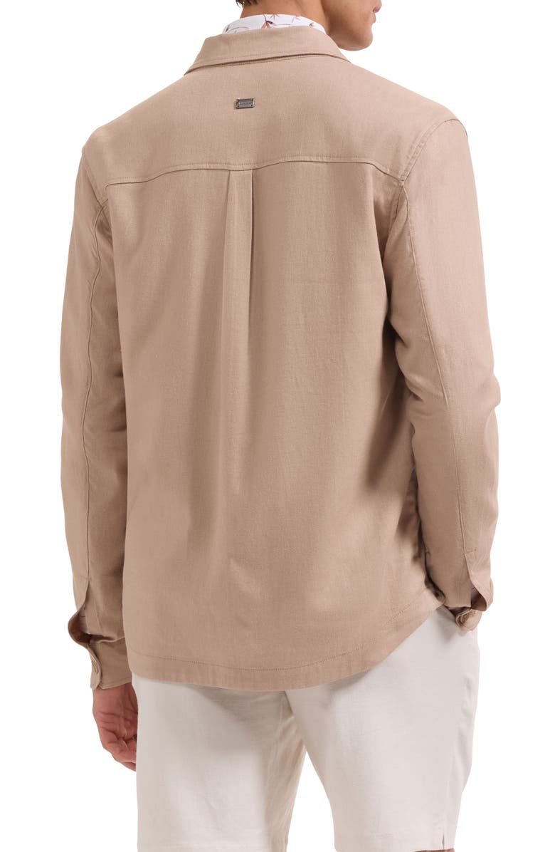 Bugatchi Aerolinen Linen Blend Shirt Jacket, Alternate, color, Desert