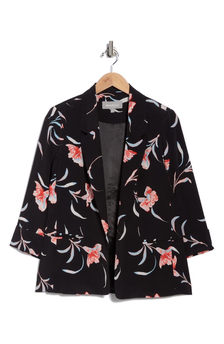 DR2 by Daniel Rainn Print Woven Blazer, Alternate, color, G271 Black