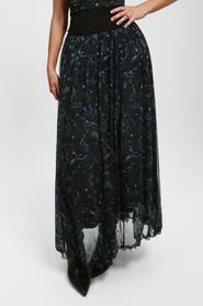 Popilush Shapewear Paisley High Waist A-Line Maxi Skirt