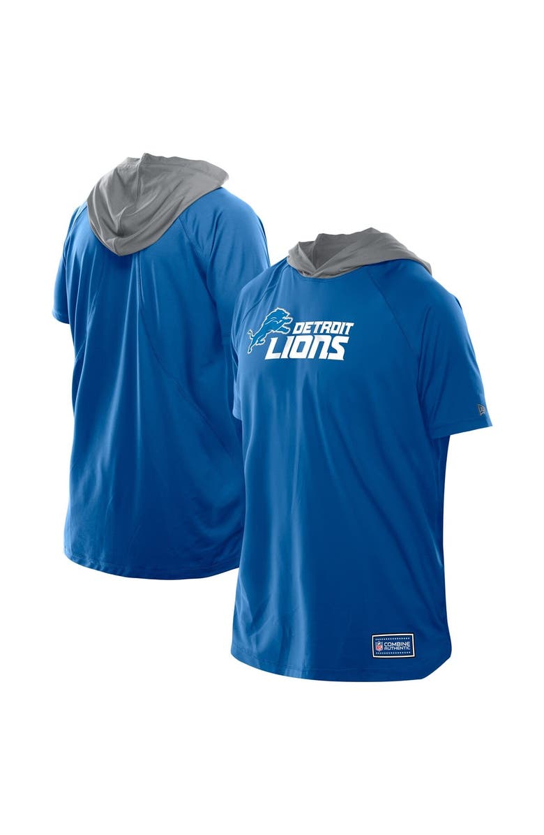 New Era Men's New Era  Blue Detroit Lions Combine Authentic Hooded Raglan Short-Sleeve T-Shirt, Main, color, Blue