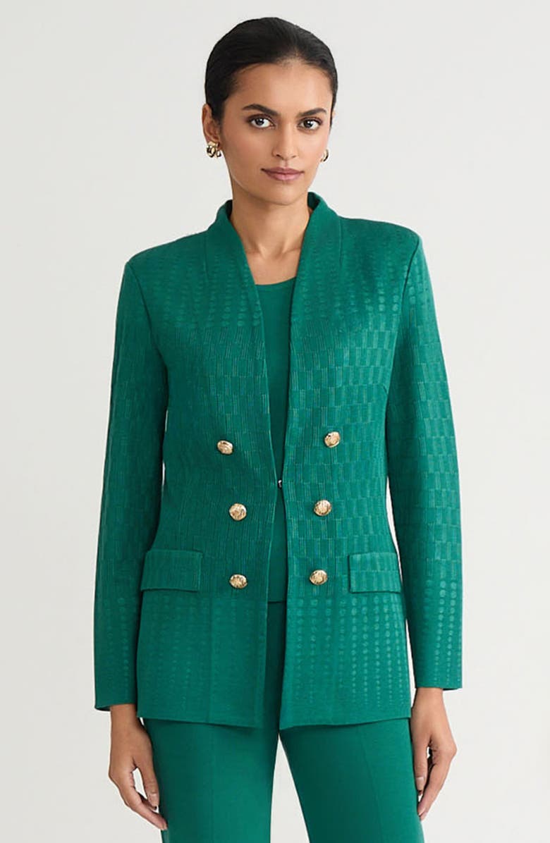 Ming Wang Tailored Tonal Multi-Stitch Knit Jacket, Main, color, Everest